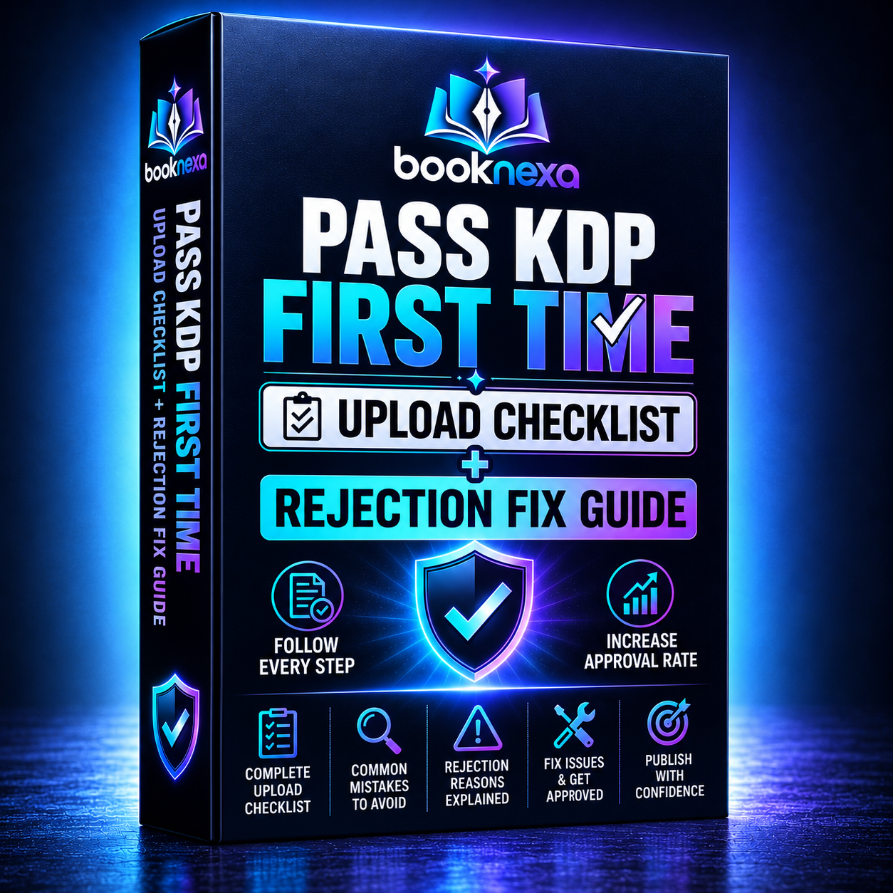 Bonus #5 - Pass KDP First Time Upload Checklist + Rejection Fix Guide 3D Box Mockup